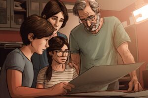 large-family looking at medical bill