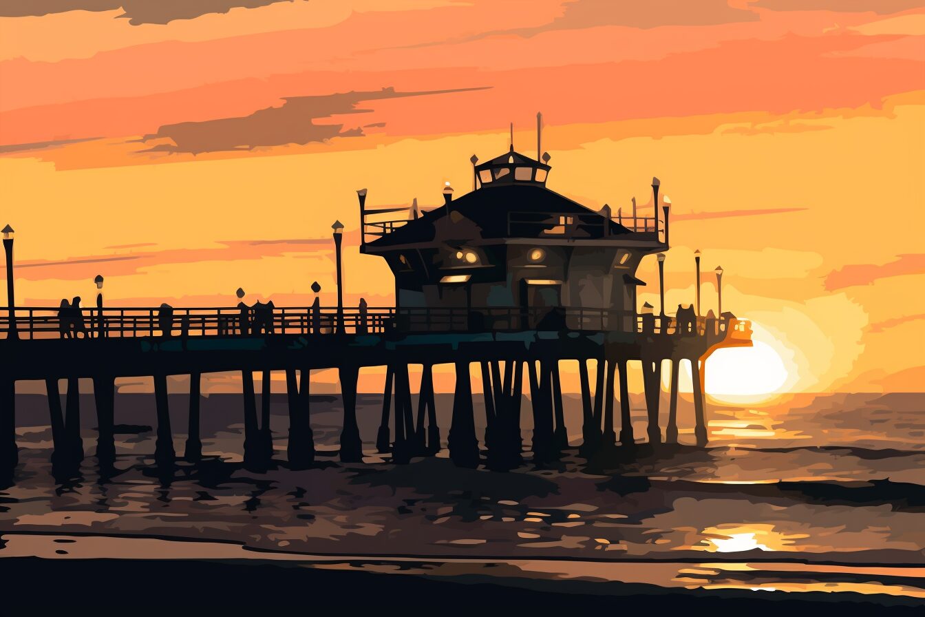 huntington beach pier during a sunset huntington beach pier during a sunset