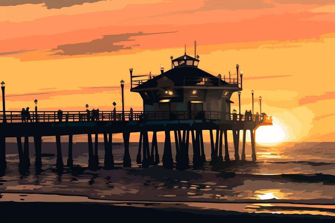 huntington beach pier during a sunset