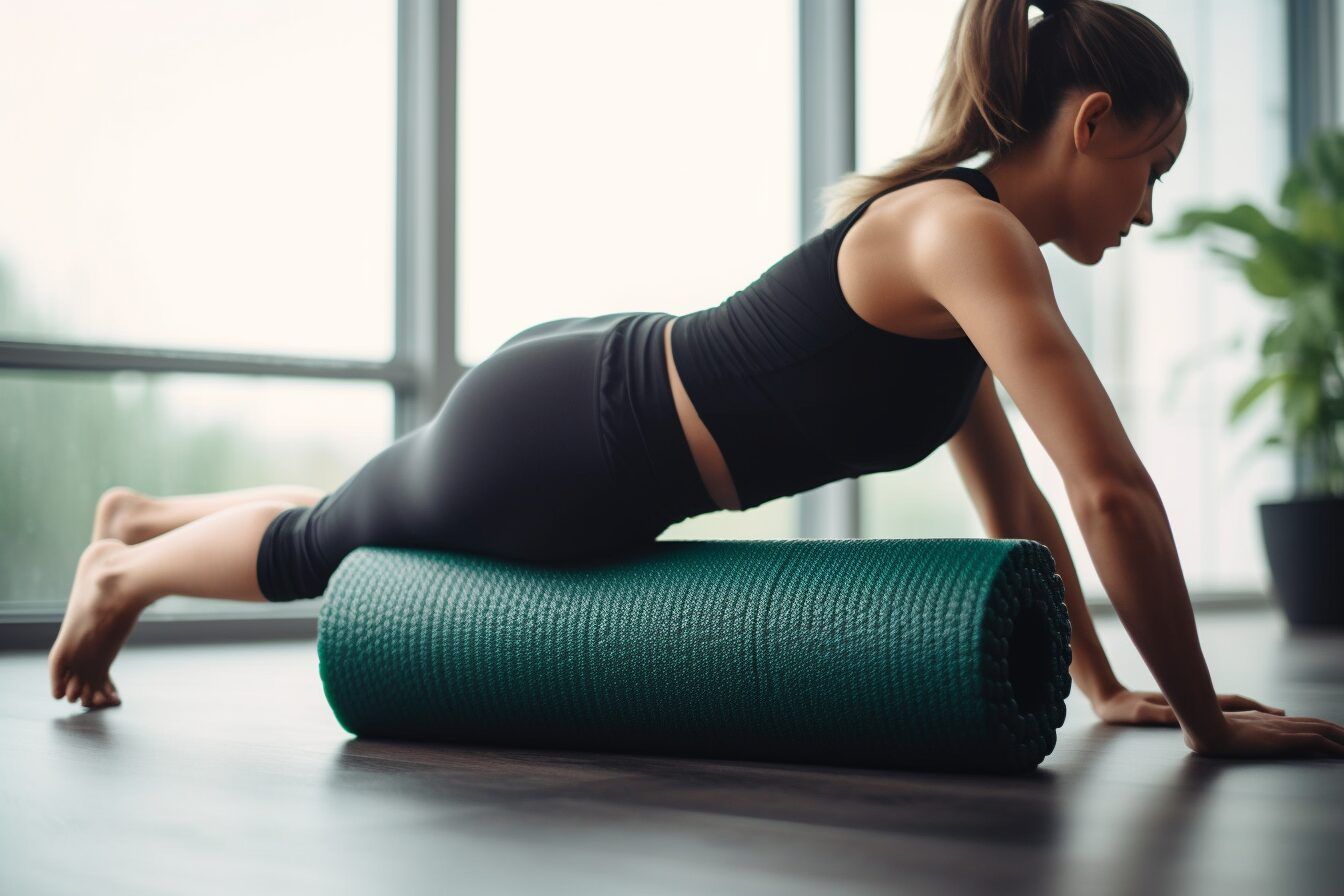 woman stretching out on a foam roller