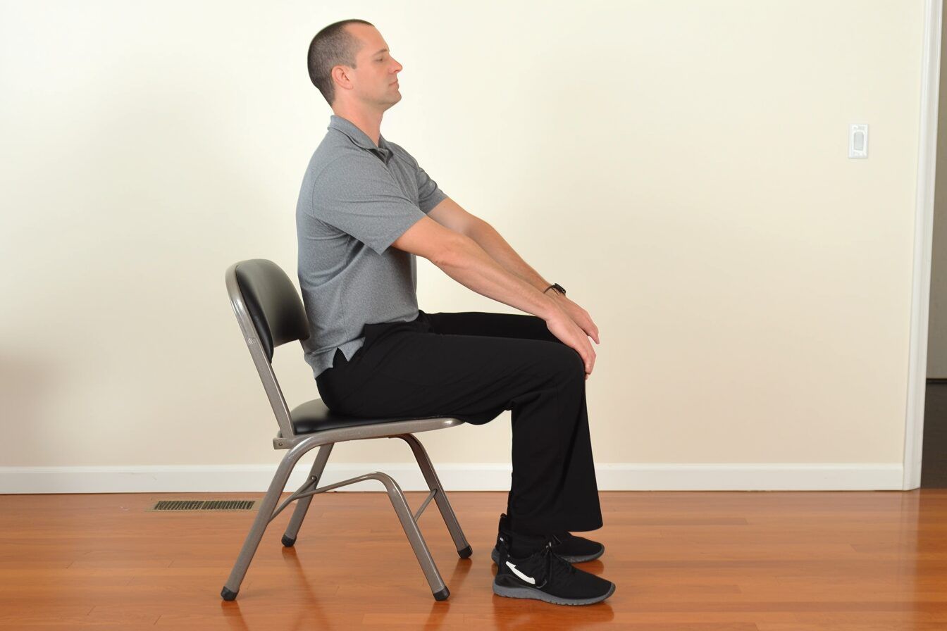 man sitting in chair with good position