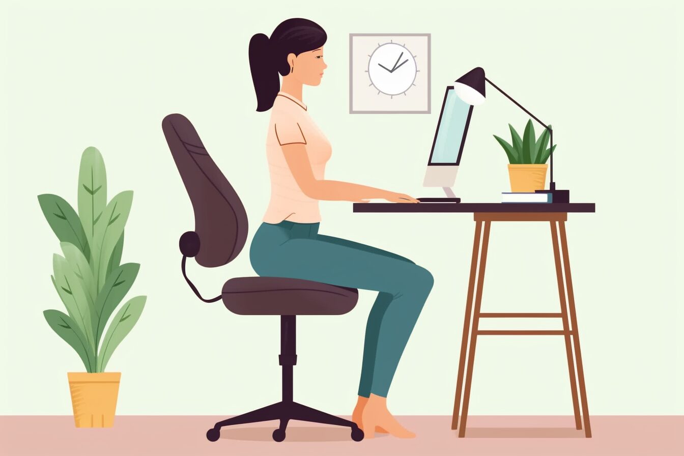 woman sitting with good posture woman sitting with good posture