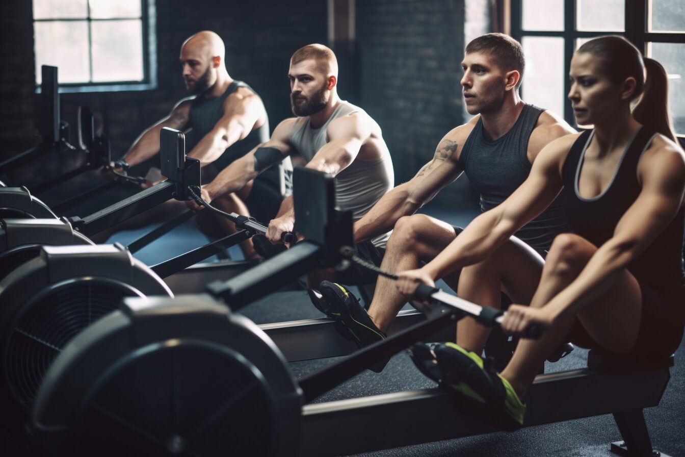 group of people working out at a crossfit gym group of people working out at a crossfit gym