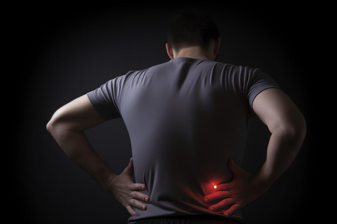 man holding his back with back pain