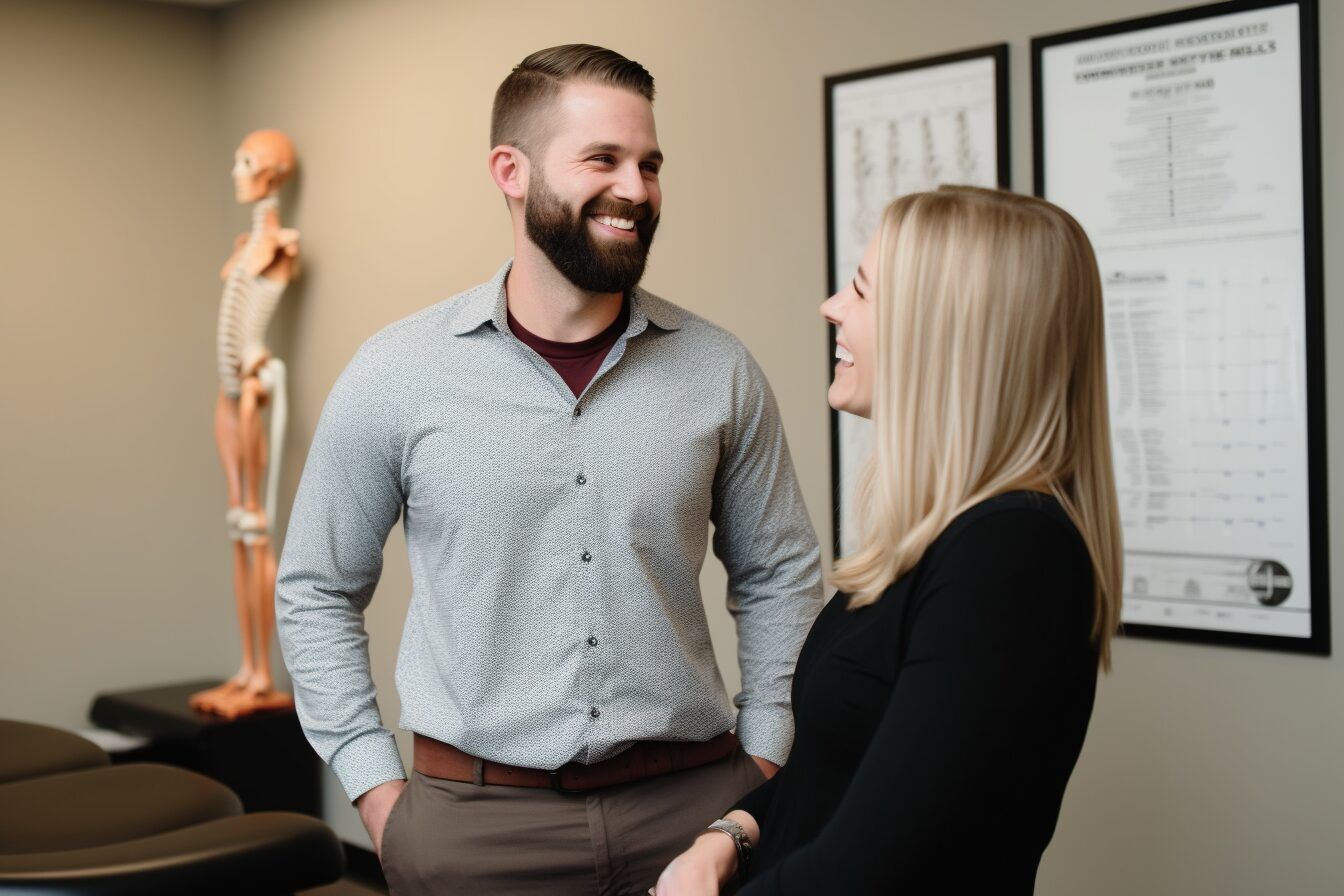 chiropractor and patient smiling