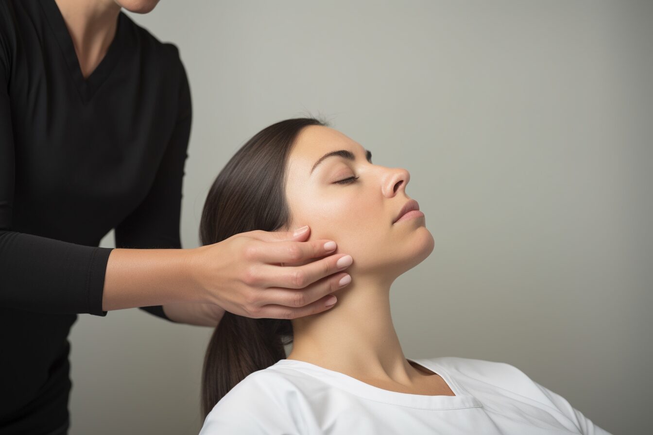 therapist working on a neck therapist working on a neck