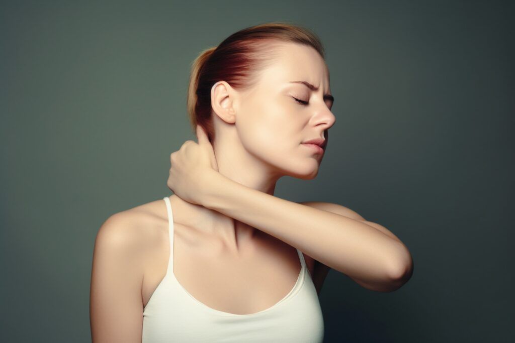 woman cracking her own neck