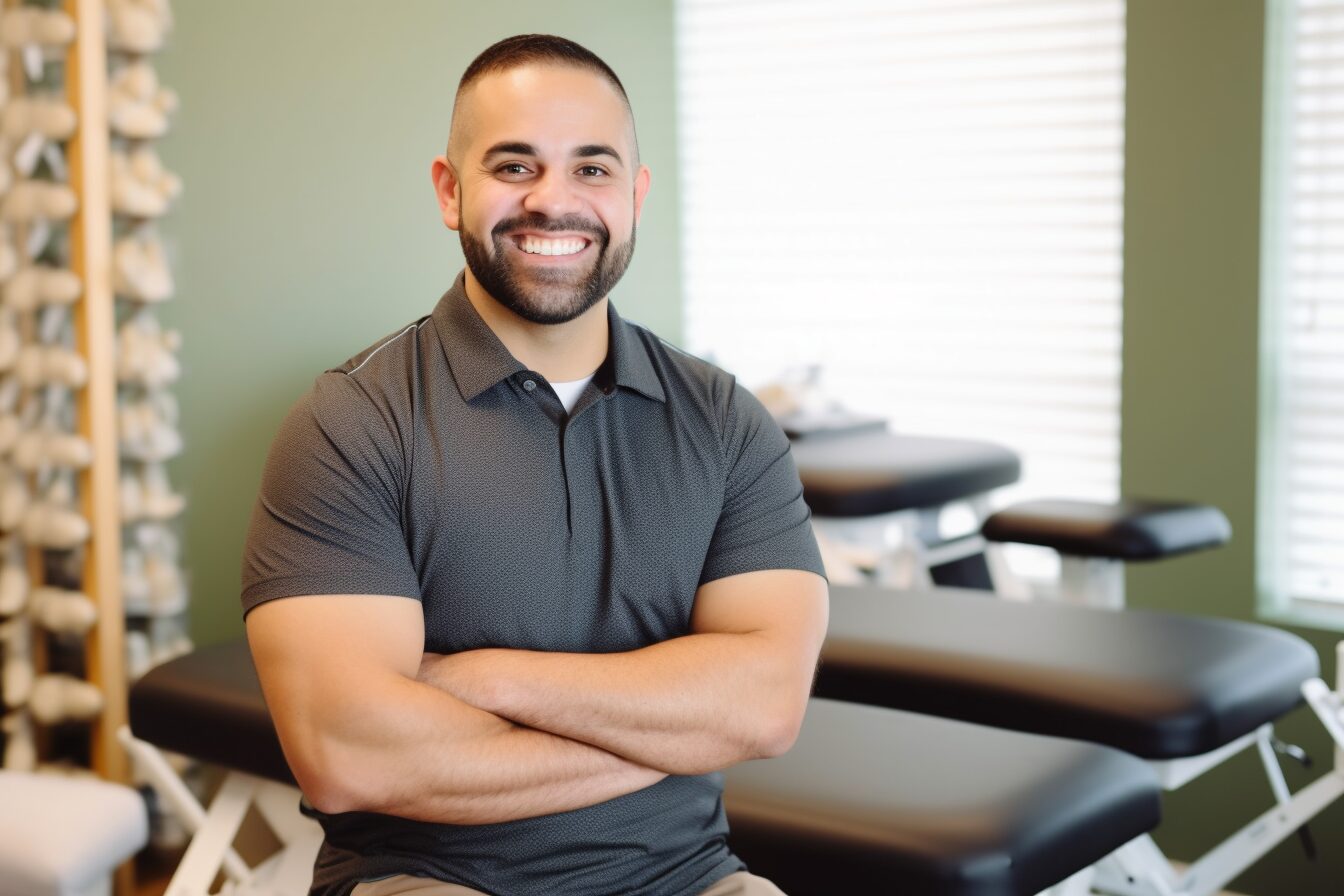 chiropractor smiling in office chiropractor smiling in office