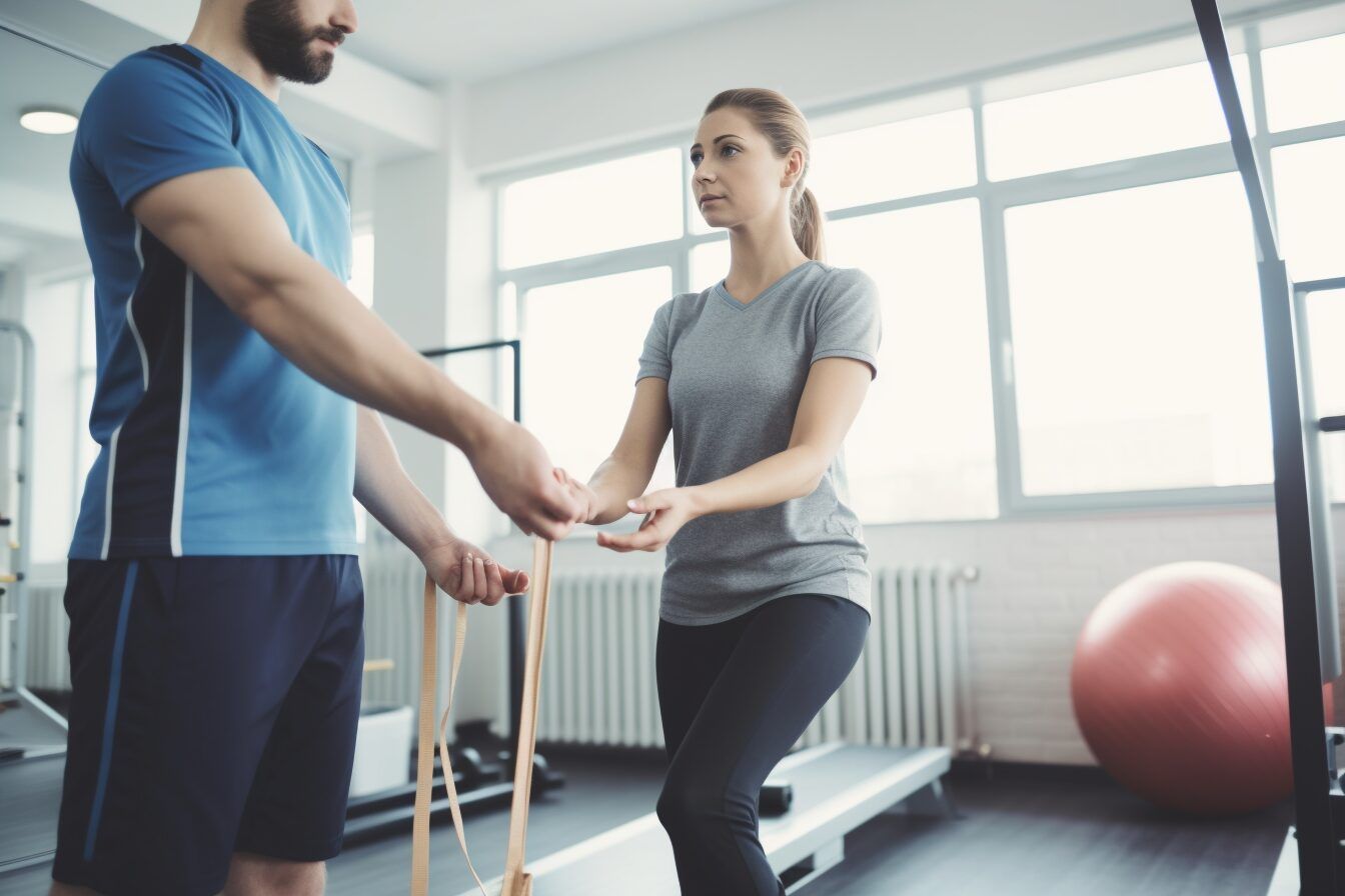 physical therapist helping a client