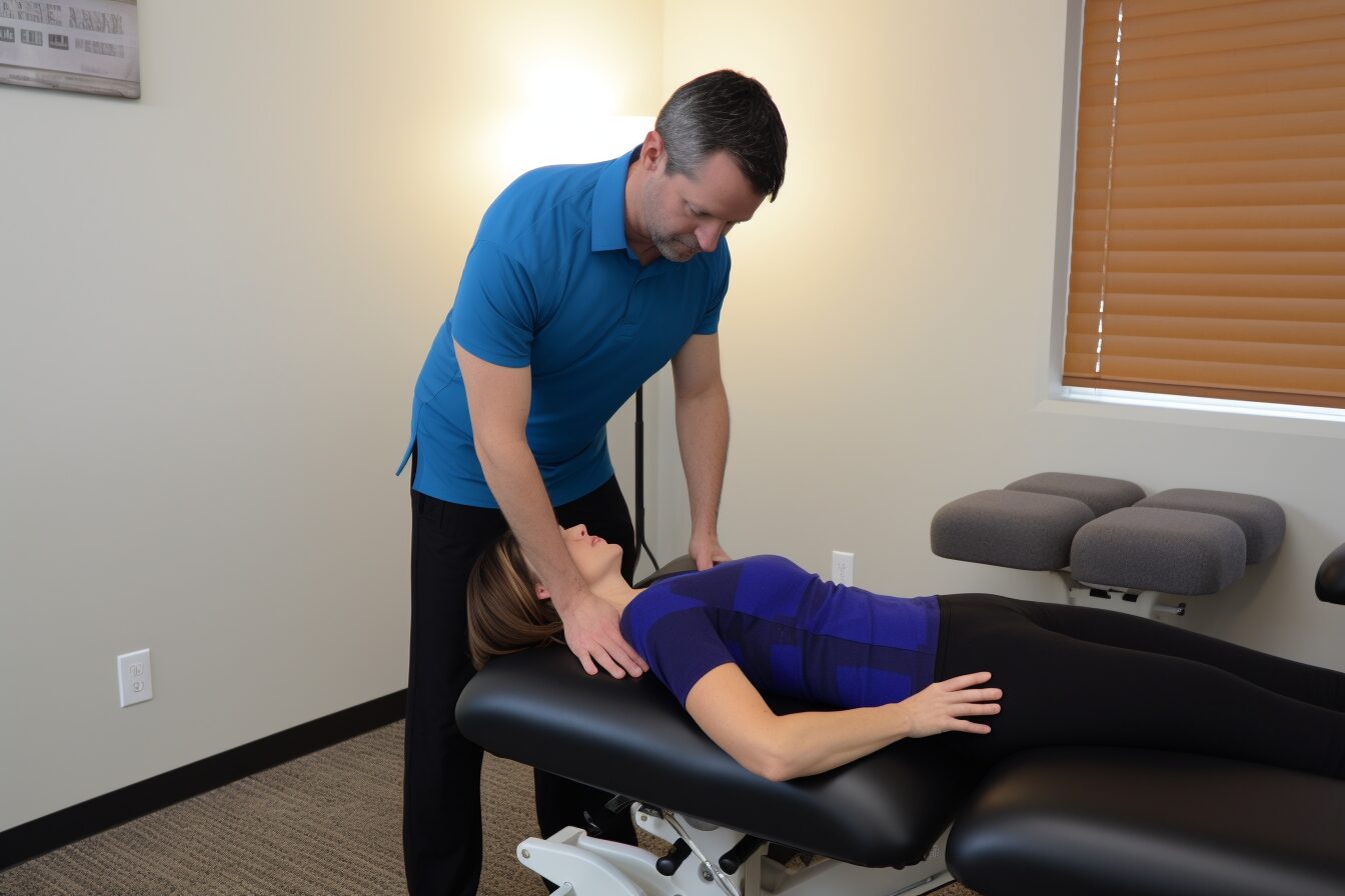 woman getting a spinal adjustment woman getting a spinal adjustment
