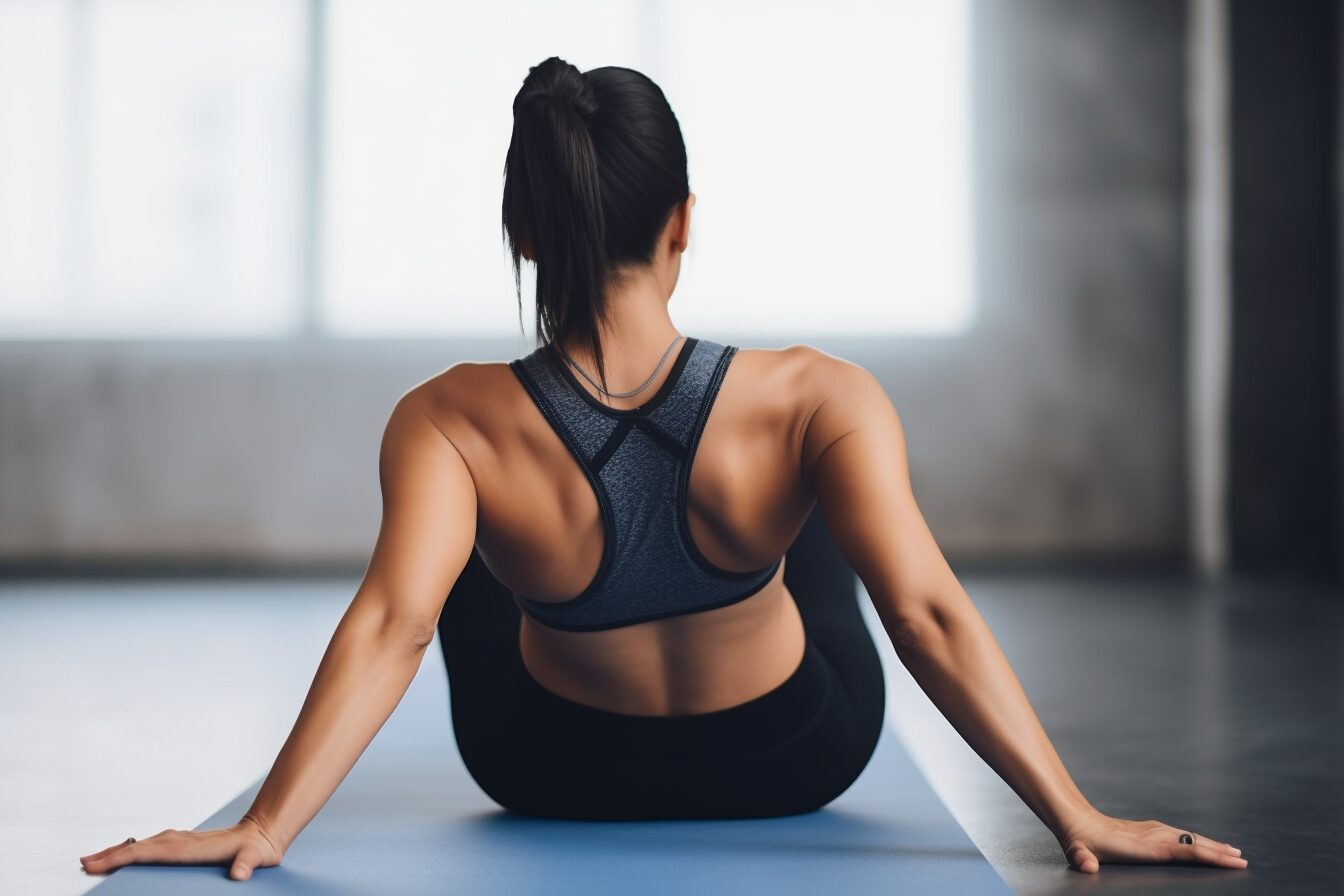 woman doing back stretches woman doing back stretches