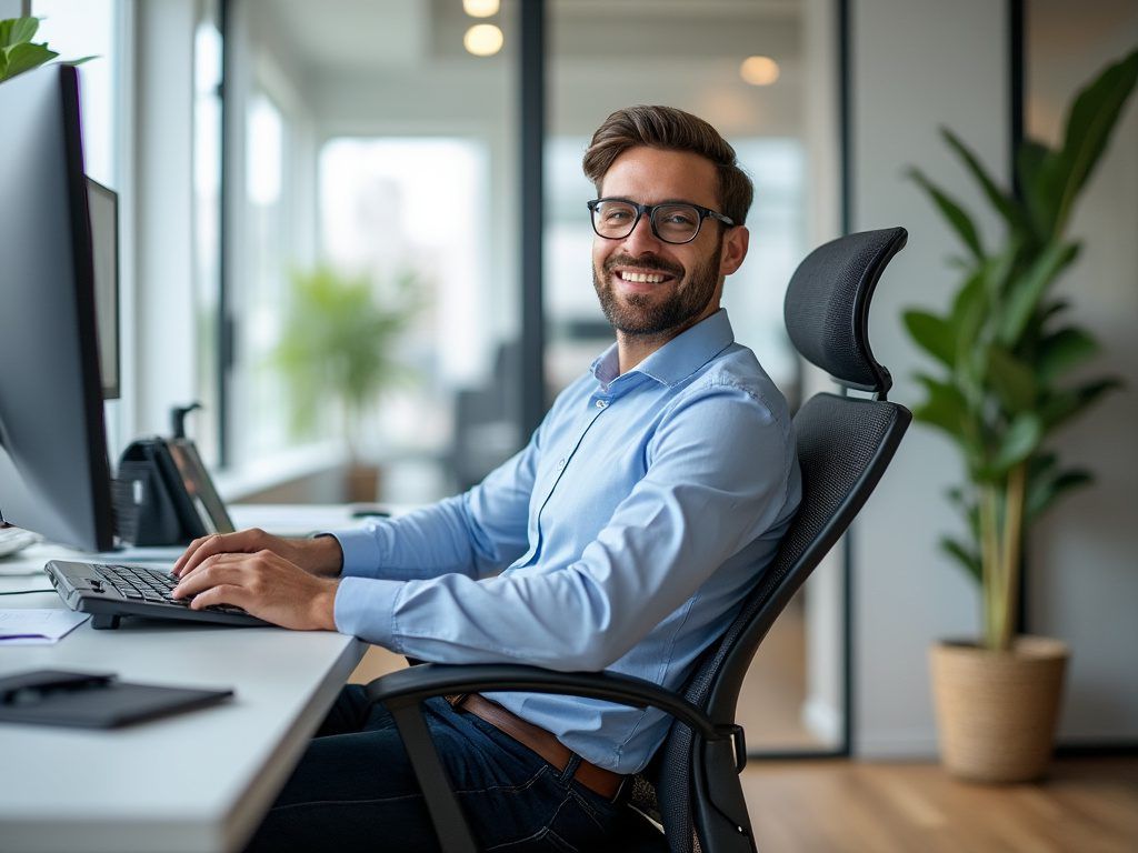 man sitting with good posture